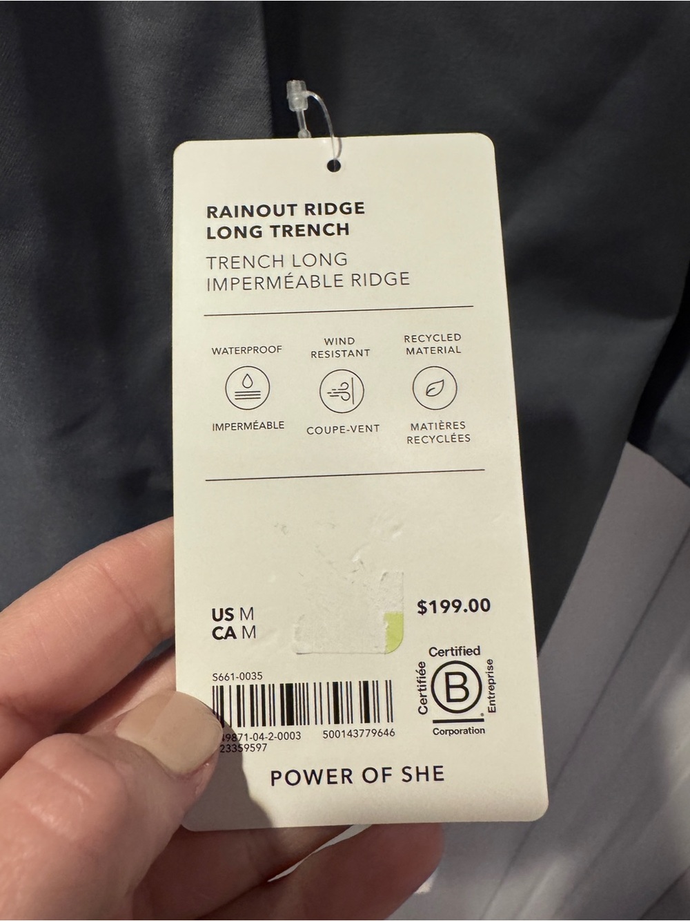 NWT- Athleta Rainout Ridge Long Trench - Picture 6 of 8